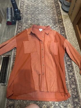 BKE Button-Down Shirt in Burnt Orange and Rust